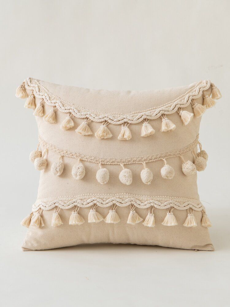 Pom Pom Decor Cushion Cover Without Filler | SHEIN