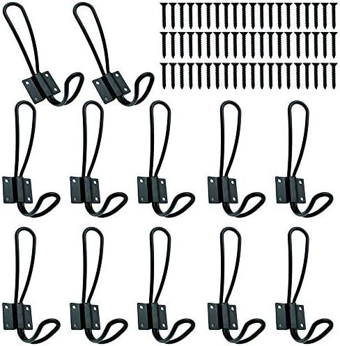 Rustic Entryway Hooks-12 Pack Farmhouse Hooks with Metal Screws Included,Black Decorative Wall Mount | Amazon (US)