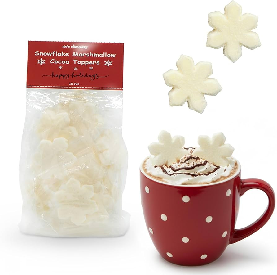 4E's Novelty Snowflake Shaped marshmallow 15Pcs - 2 inch Large Sugar Coated Marshmallows for Hot ... | Amazon (US)