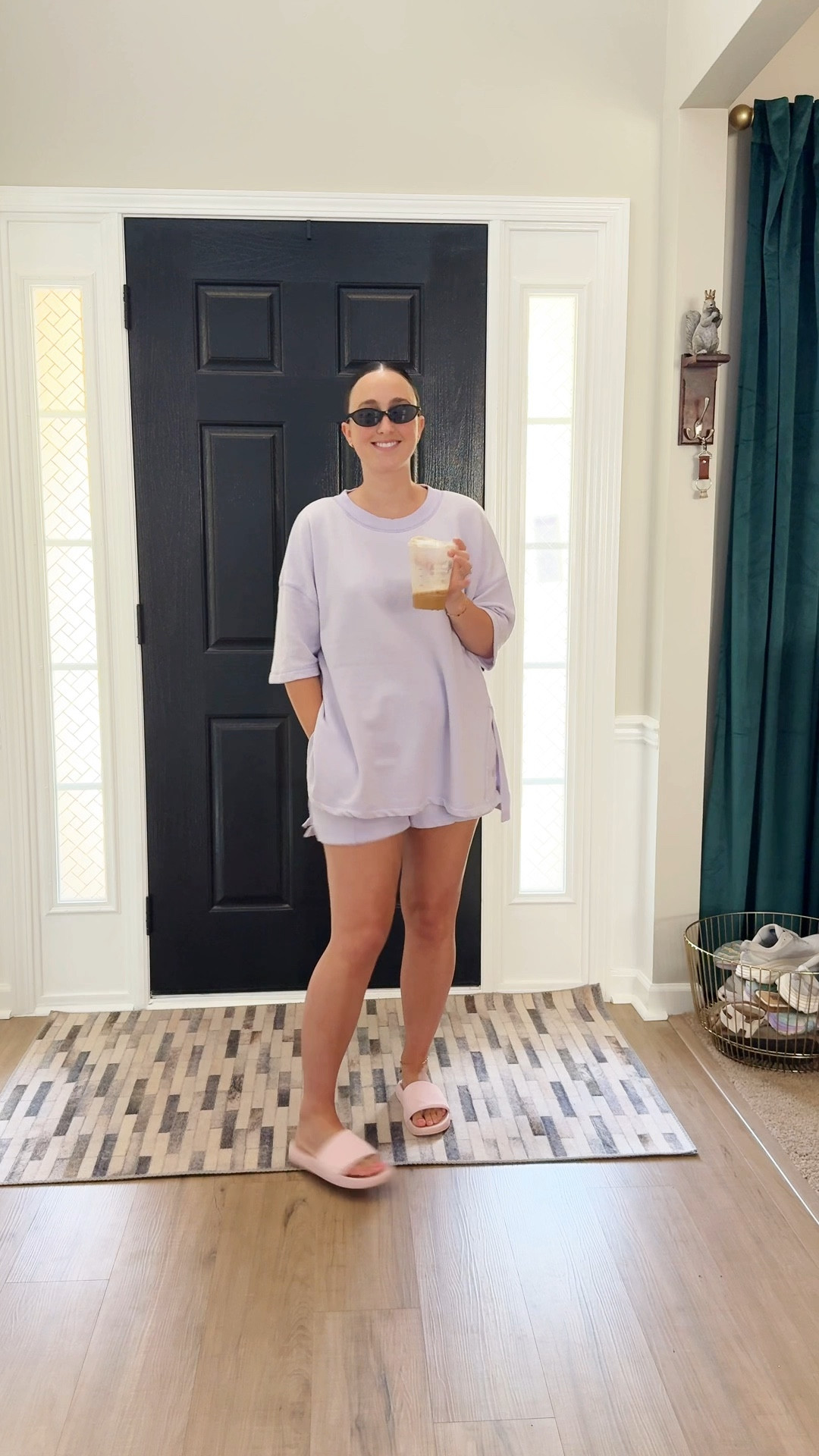 Casual outfit 
Lululemon rest feel slides 
Free people movement set 
Back me up set 
Amazon oval sunglasses 