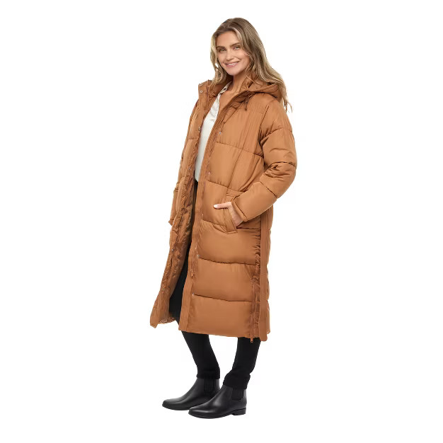Women's Long Puffer Jacket Coat with Hood - S.E.B. By SEBBY | Target