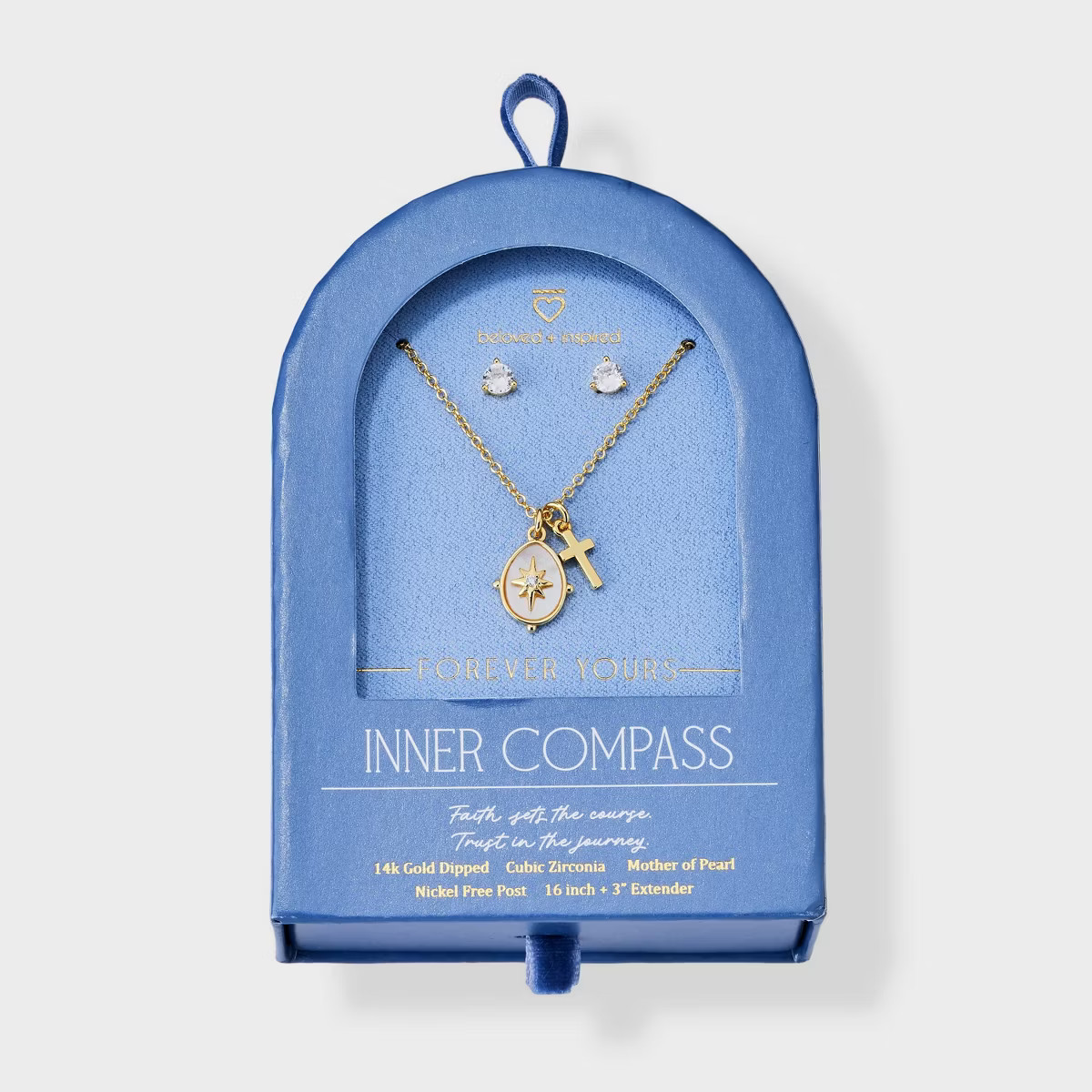 Beloved + Inspired 14K Gold Dipped Necklace and Earring Set 2pc | Target