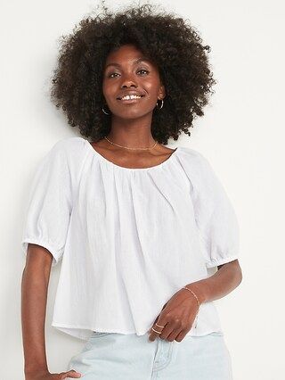 Puff-Sleeve Cutout Tie-Back Swing Blouse for Women | Old Navy (US)