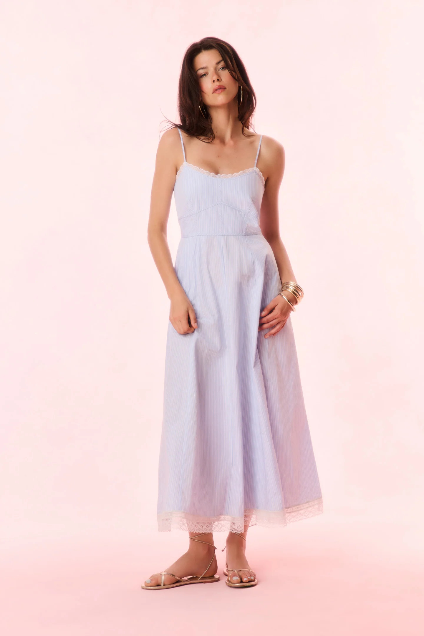 Sandara Cotton Pinstripe Maxi Dress | LoveShackFancy