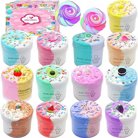 13 Pack Unicorn Dual Color Butter Slime Kit,Soft & Non-Sticky,DIY Slime Toys for Kids,Very Suitab... | Amazon (US)