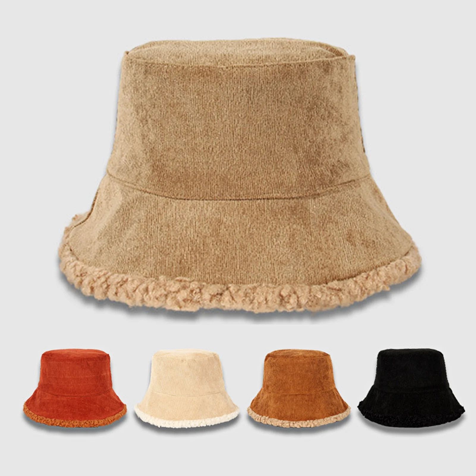 Waroomhouse Women Basin Hat Double-sided Wear Fleece Solid Color Thick Washable Keep Warm Flat To... | Walmart (US)
