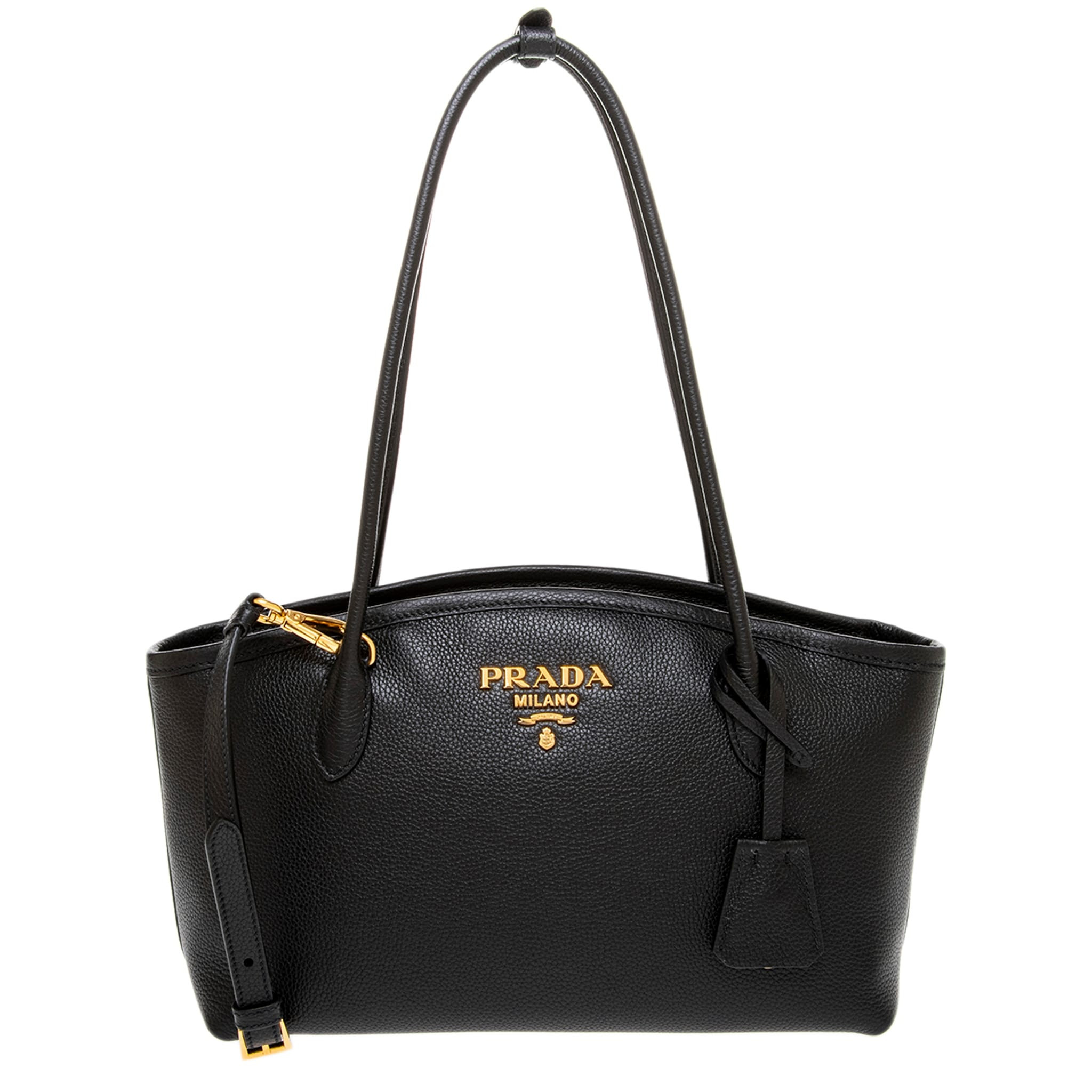 Prada Vitello Phenix Shoulder Bag - Black | Overstock