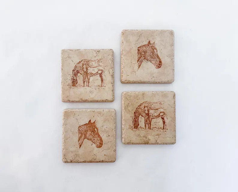 Vintage Stone Horse Coasters | Equestrian Decor - Etsy | Etsy (US)