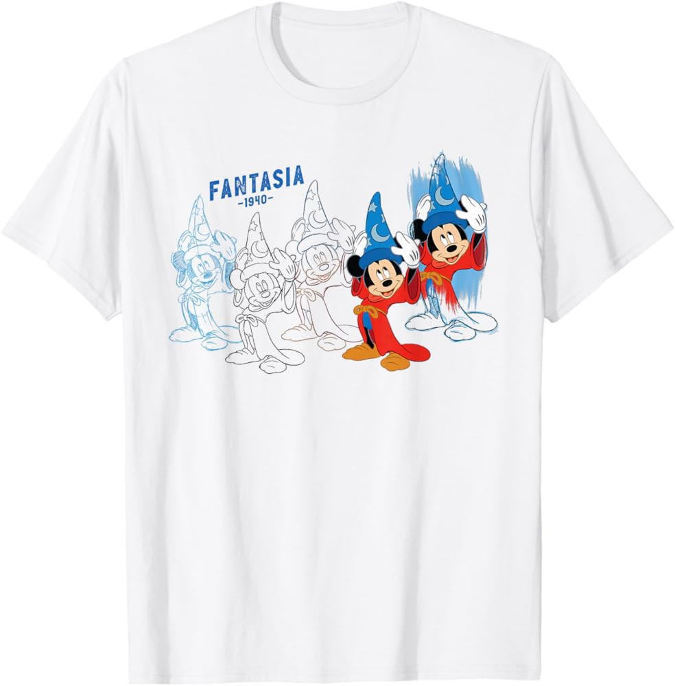 Disney Ink and Paint Fantasia 1940 Mickey Mouse Art Series T-Shirt | Amazon (US)
