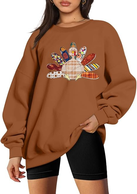 UNIQUEONE Thanksgiving Sweatshirt Women Turkey Tshirt: Gobble Til You Wobble Shirt Oversized Fall... | Amazon (US)