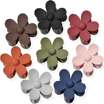 Flower Hair Clips 8PCS Large Matte Daisy Hair Claws Strong Hold Jaw Clip Large Hair Clamps for Wo... | Amazon (US)