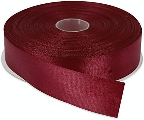 Topenca Supplies 1 Inch x 50 Yards Double Face Solid Satin Ribbon Roll, Burgundy | Amazon (US)