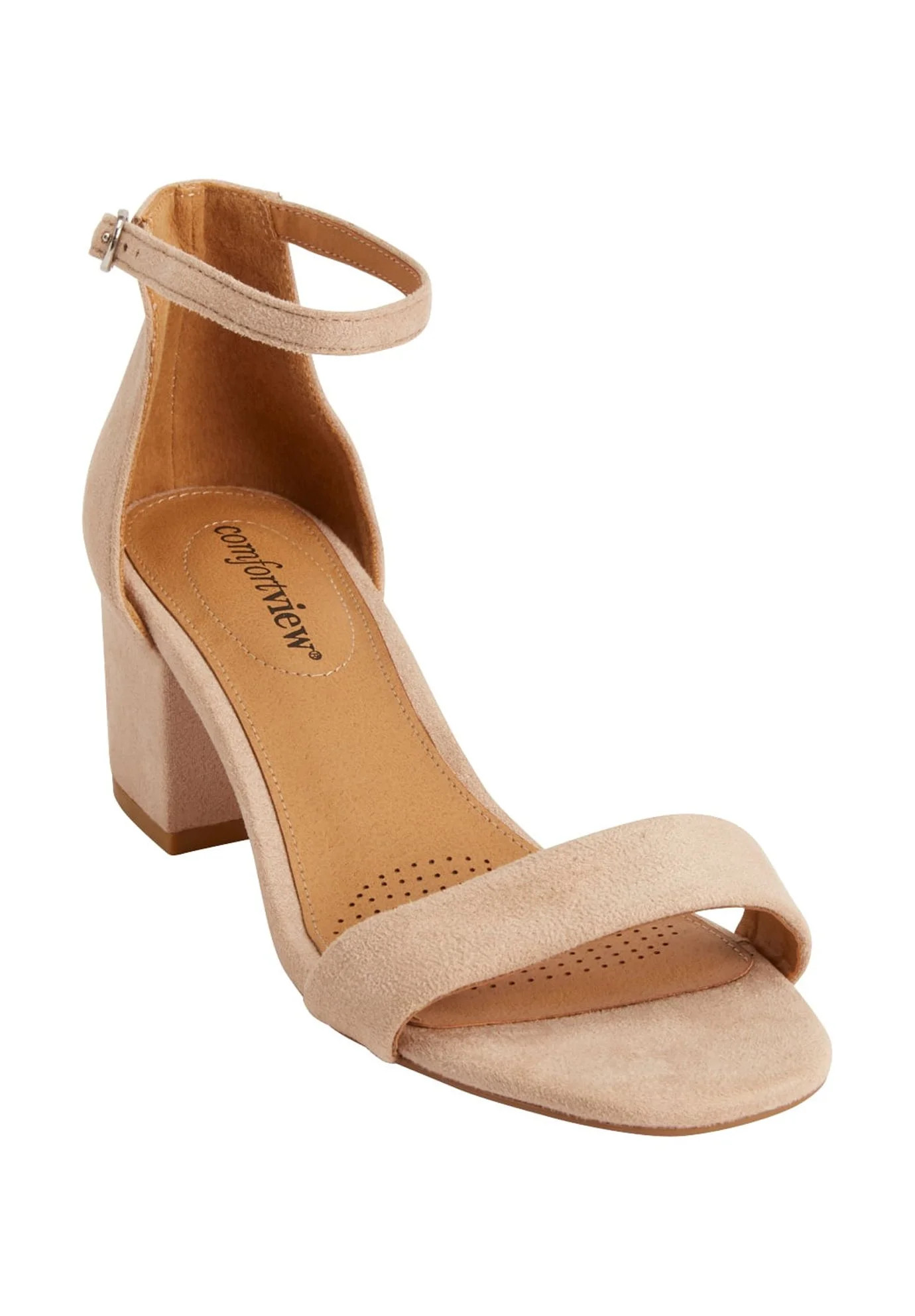 Comfortview Wide Width Orly Sandal Open Toe Low Heel Women's Dress Shoes - 12 WW, New Nude - Walm... | Walmart (US)