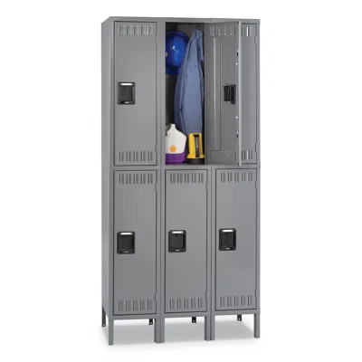 Double Tier Locker Storage Cabinet Tennsco Corp. Finish: Medium Gray | Wayfair North America