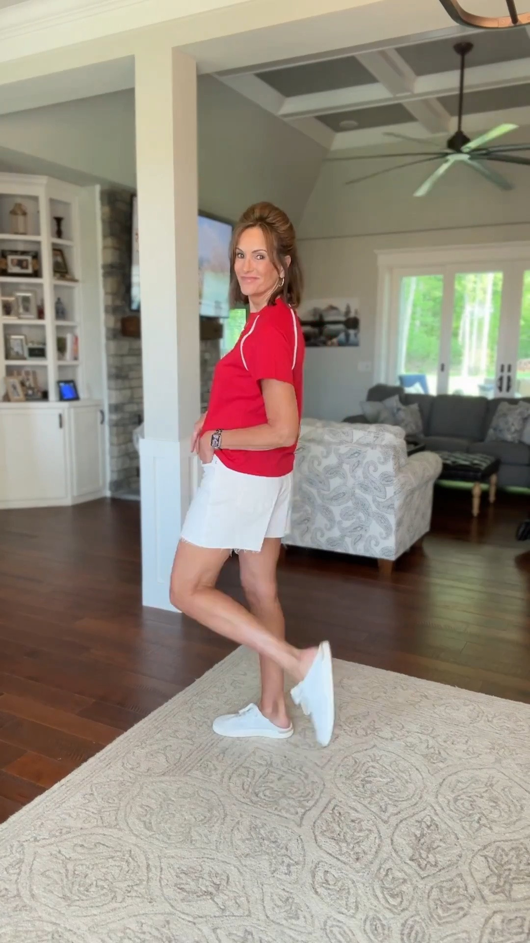 I sized up to a large in this super soft set because I like it to fit oversized. 
Stick with your true size if you want a less loose fit. 

Available in 13 colors and linked a sleeveless version as well 

White denim shorts- 29
White tank - medium 

Summer style, Causal style, Work from home, Memorial Day style, Travel style, outfit idea, white denim shorts, affordable fashion

#LTKootd #LTKSeasonal #LTKOver40