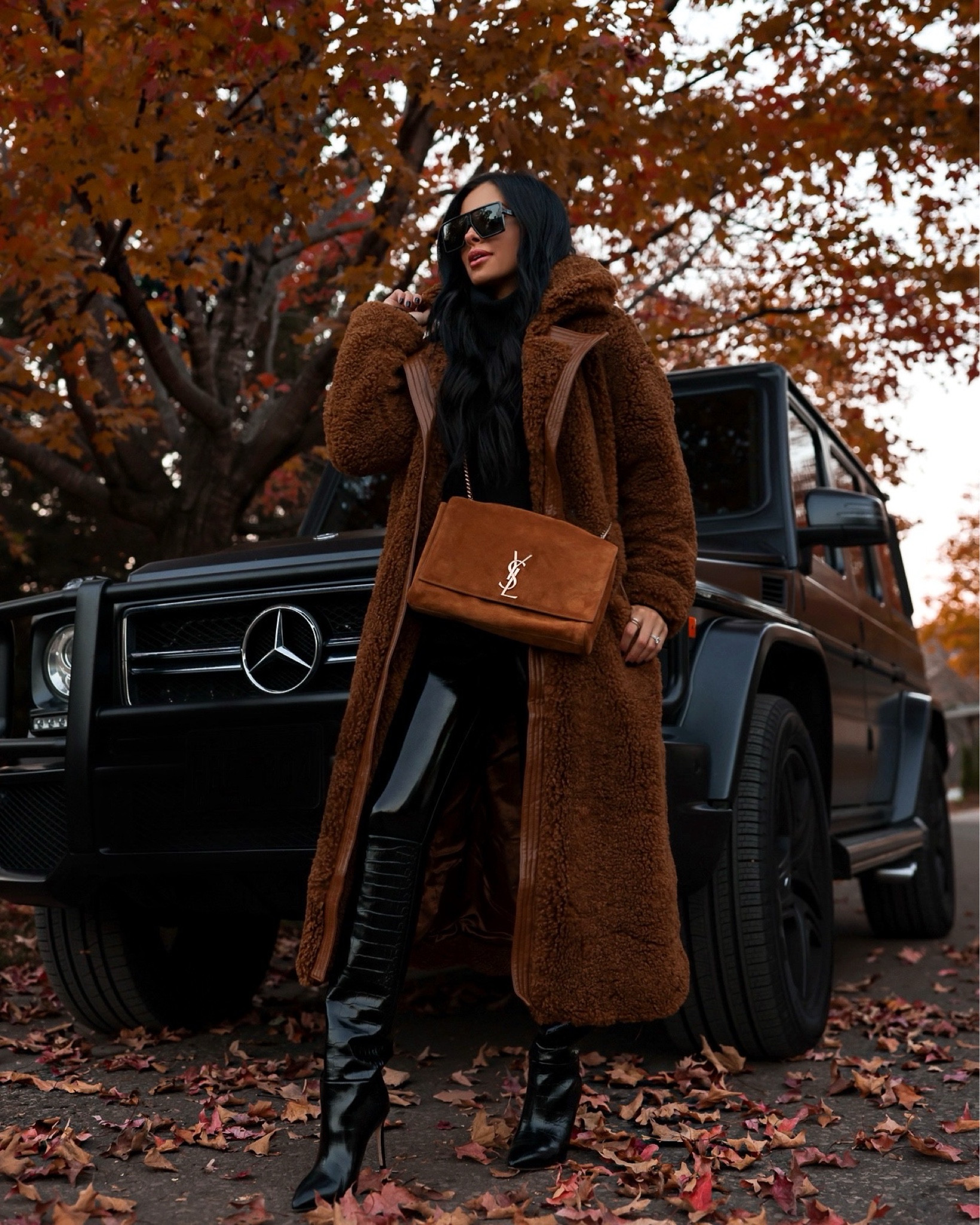 Fall outfit ideas / favorite fall color combo
Karen Millen faux shearling coat - linking similar 
Commando patent leather leggings
Knee high croc boots 
Saint Laurent reversible handbag / suede handbag 



#LTKShoeCrush #LTKSeasonal #LTKStyleTip