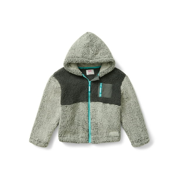 Justice Girls Full Zip Sherpa Jacket, Sizes 5-18 - Walmart.com | Walmart (US)