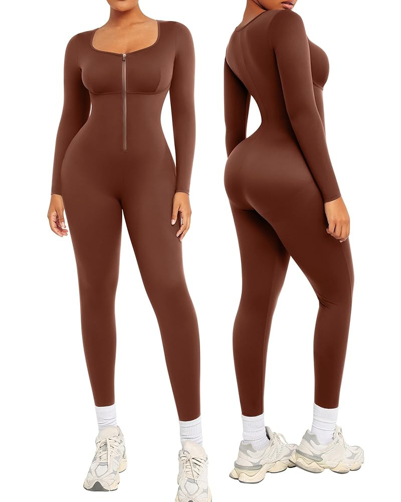 SHAPELLX Jumpsuit for Women Long Sleeve Jumpsuit Tummy Control One Piece Going Out Outfit Bodycon... | Amazon (US)