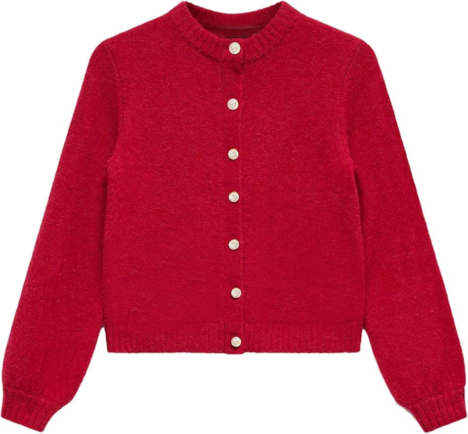 Womens Cardigan Sweaters Cropped Long Sleeve Button Knit Sweater Outerwear Casual Fall Trendy Jac... | Amazon (US)