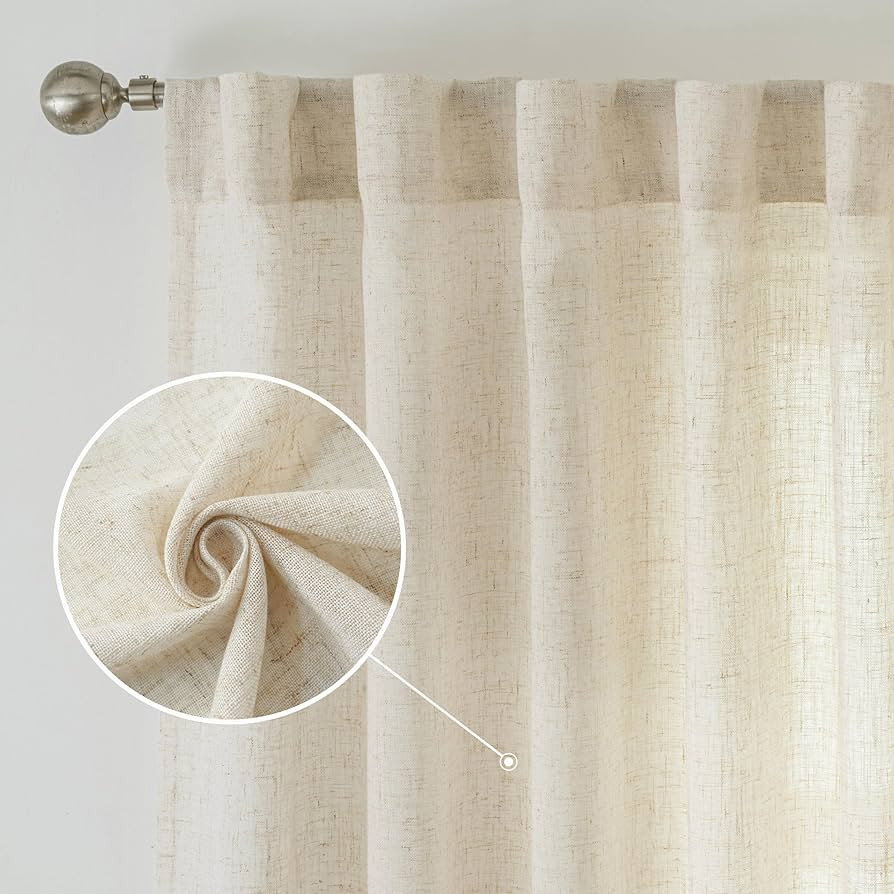 DriftAway Natural Linen Curtains 84 Inches Long 3 Pound Thick Semi Sheer 2 Panels Farmhouse Real ... | Amazon (US)