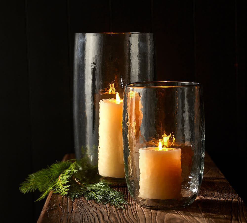 Hammered Glass Hurricanes - Clear | Pottery Barn (US)