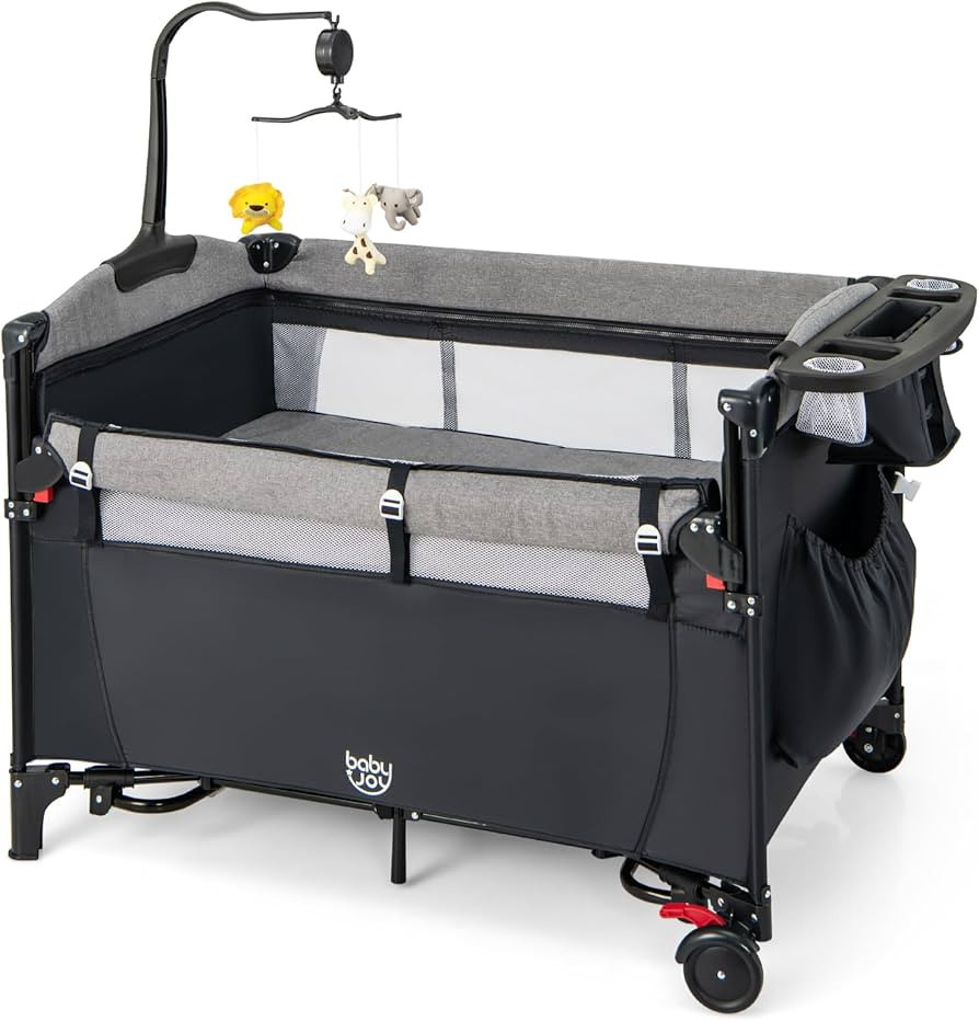 BABY JOY 5-in-1 Pack and Play, Baby Bedside Sleeper with Bassinet, Multifunction Bedside Crib fro... | Amazon (US)