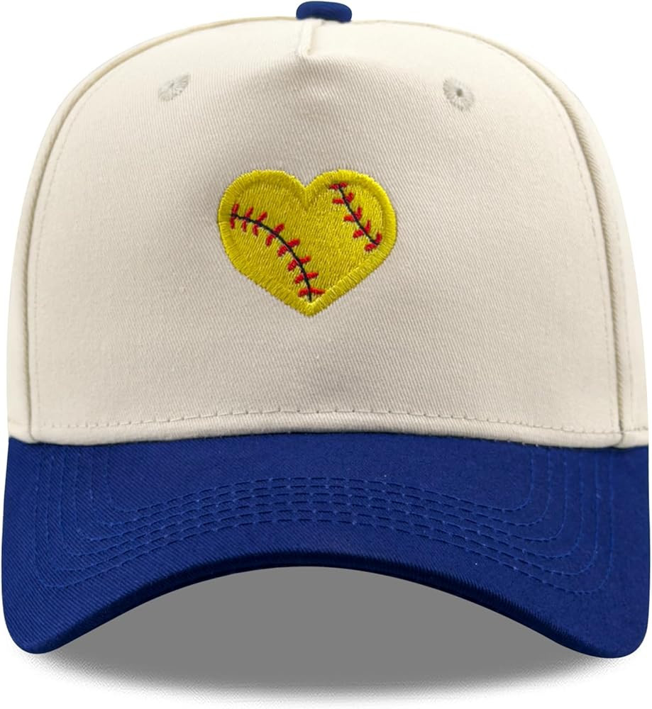 Embroidered Sports Baseball Cap with Love Heart, Two-Tone Adjustable Cotton Trucker Hat for Men W... | Amazon (US)