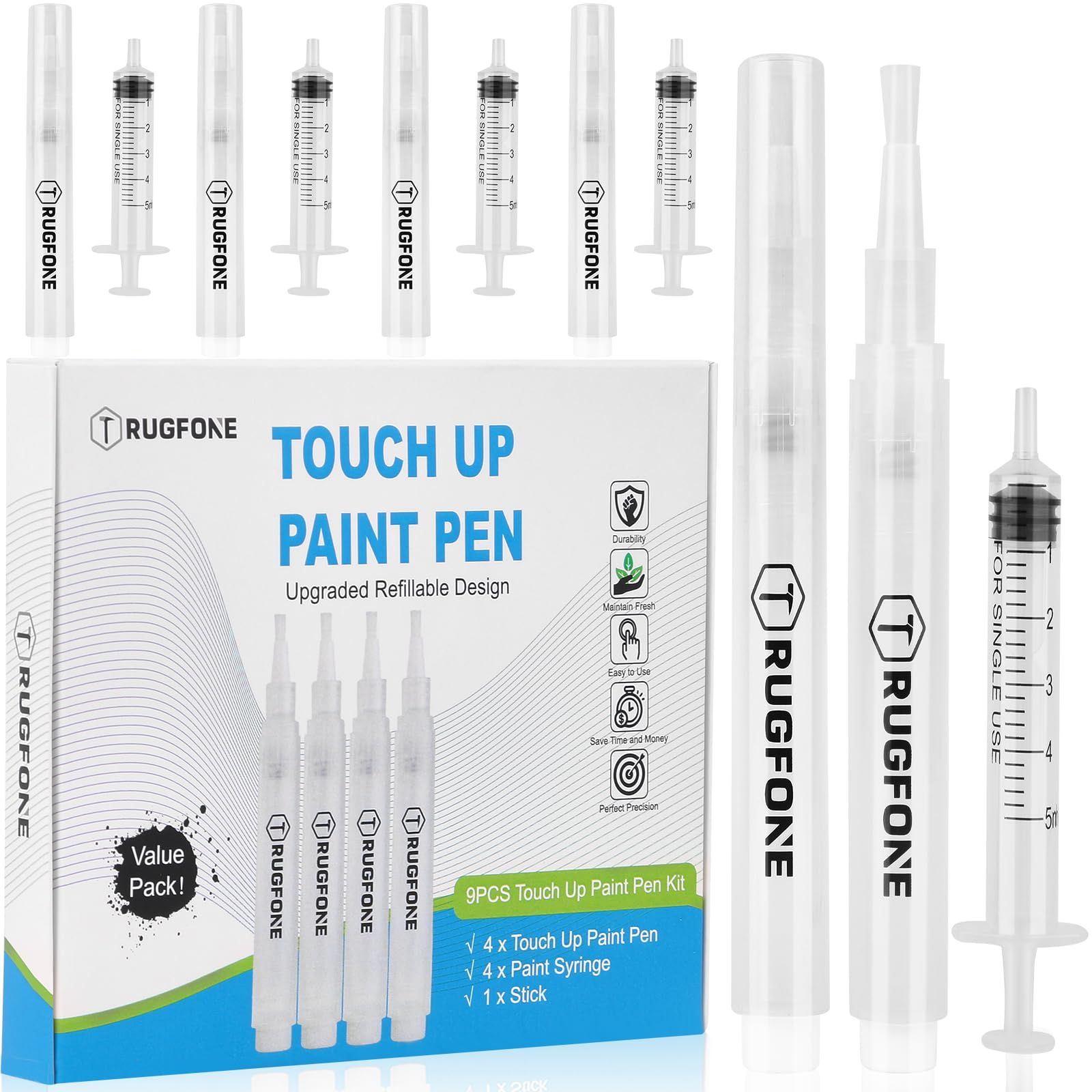 Touch Up Paint Pen 4 Pack Pens Fillable Paint Touch Up Brush Pen for Walls Refillable Paint Touch... | Amazon (US)