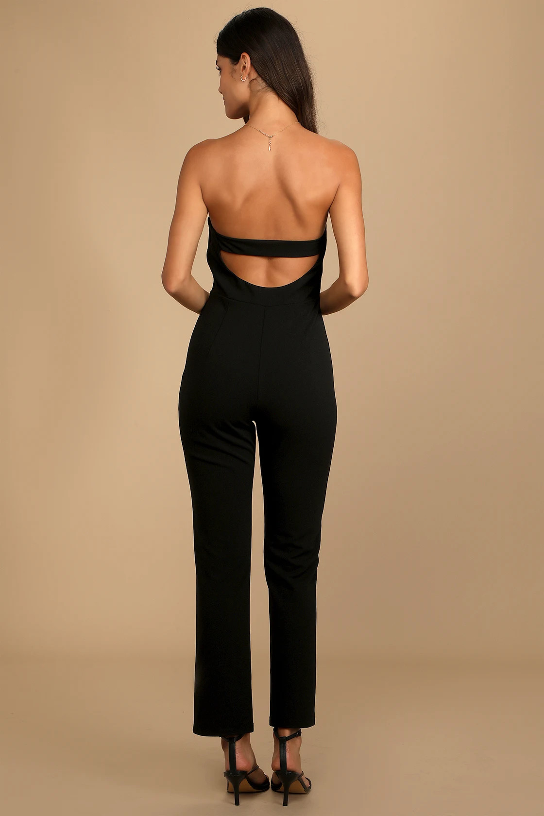 Special Evening Black Strapless Cutout Straight Leg Jumpsuit | Lulus (US)