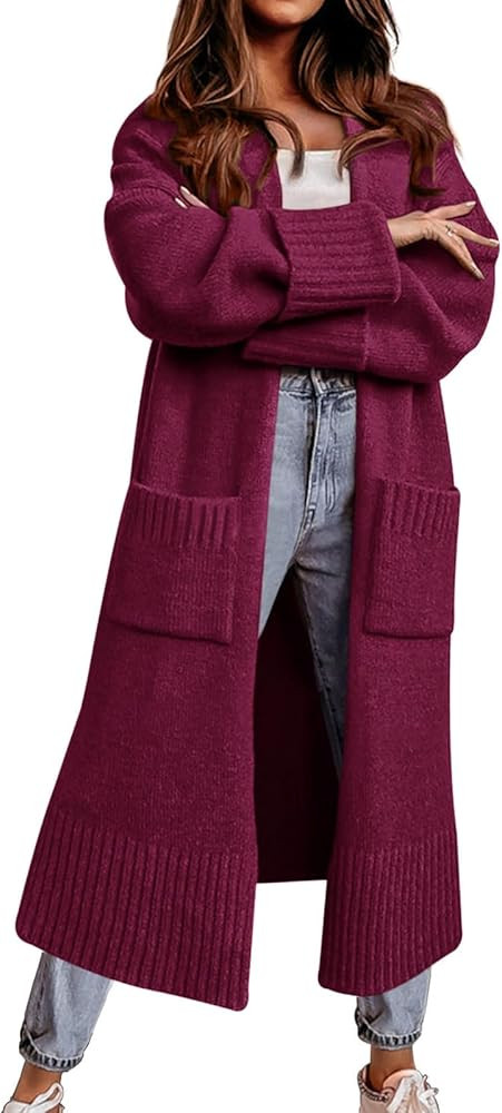 Danedvi Long Cardigan Sweaters for Women 2023 Fall Open Front Knit Oversized Cardigans Duster Coa... | Amazon (US)