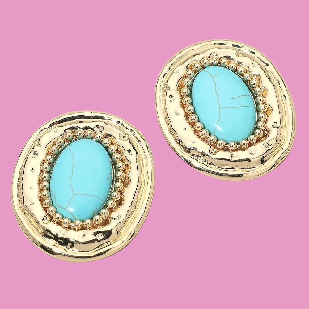 Western Turquoise Stone Center Earrings | Teggy French