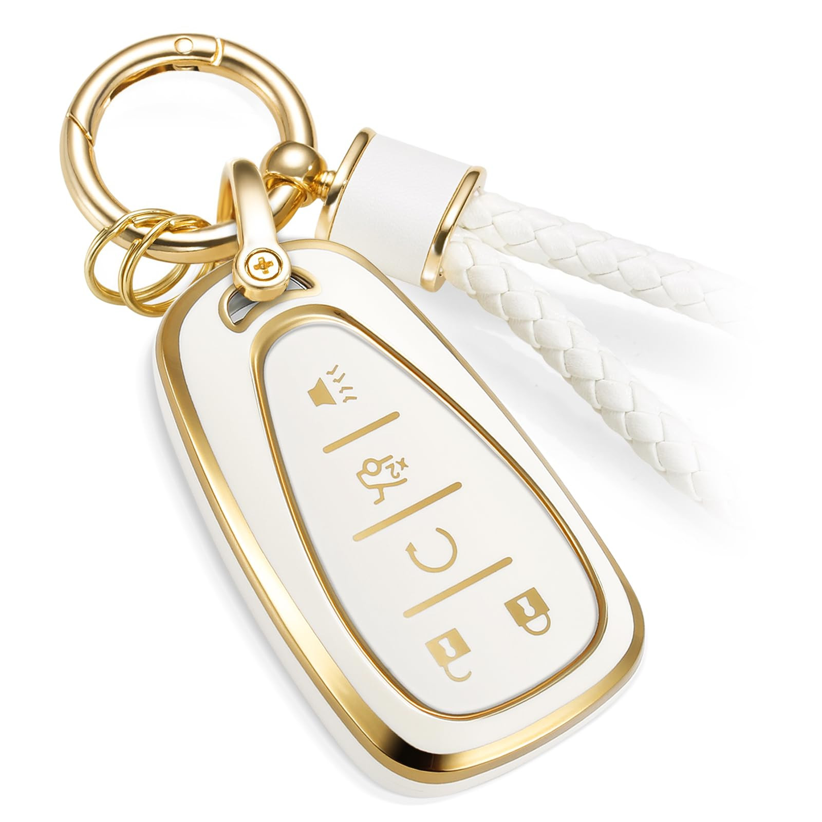 for Chevy Key Fob Cover with Metal Braided Rope Keychain, Upgraded Soft Case for Malibu Equinox B... | Amazon (US)