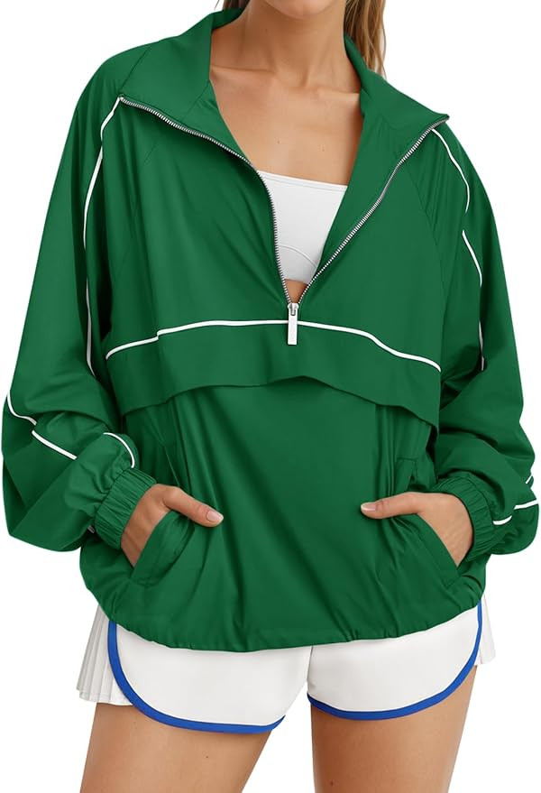 Fisoew Quarter Zip Pullover Women UPF 50+ Lightweight Windbreaker Jacket Running Hiking Outdoor P... | Amazon (US)