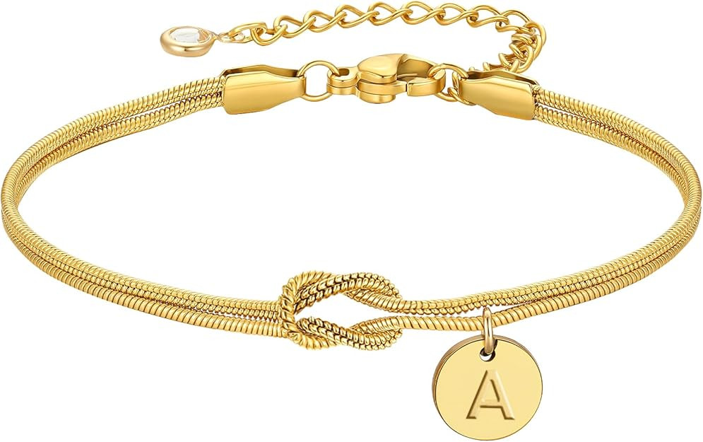 Turandoss Easter Basket Stuffers for Kids Teen Girls Women Gold Initial Bracelets - 14K Gold Plat... | Amazon (US)