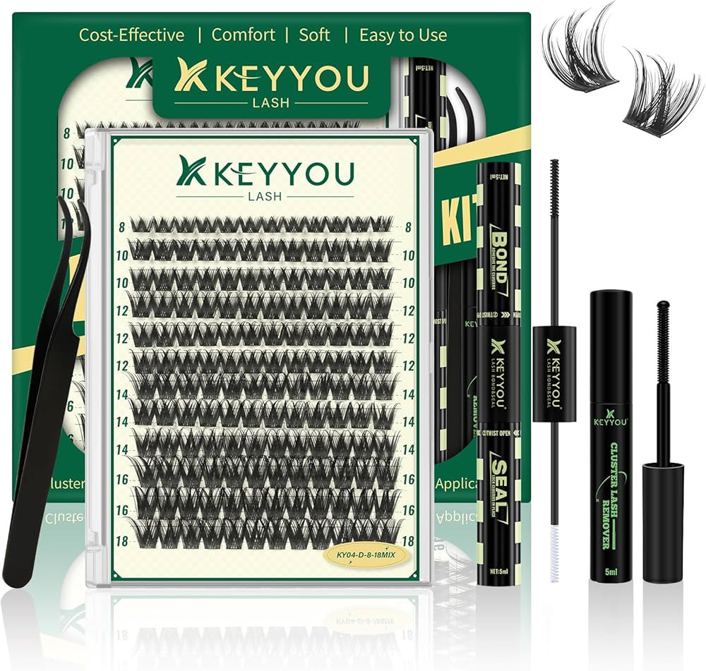 KEYYOULASH Lash Clusters Kit 144pcs 8-18MIX Lash Clusters Volume Thick Lash Extension Kit with La... | Amazon (US)