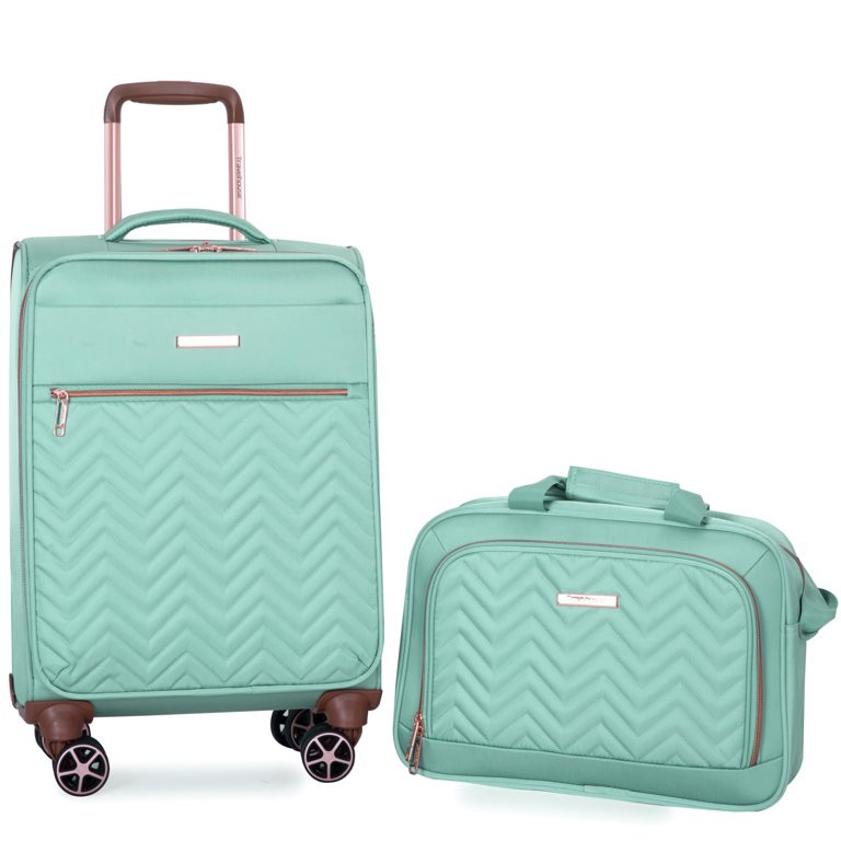 Travelhouse 2 Piece Carry On Luggage Softside Lightweight Suitcase with Spinner Wheels.(Light Gre... | Walmart (US)