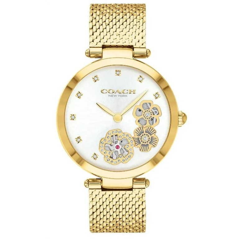 Coach 14503568 Park White Floral Design Dial Gold Tone Stainless Steel Mesh Band Women's Watch | Walmart (US)