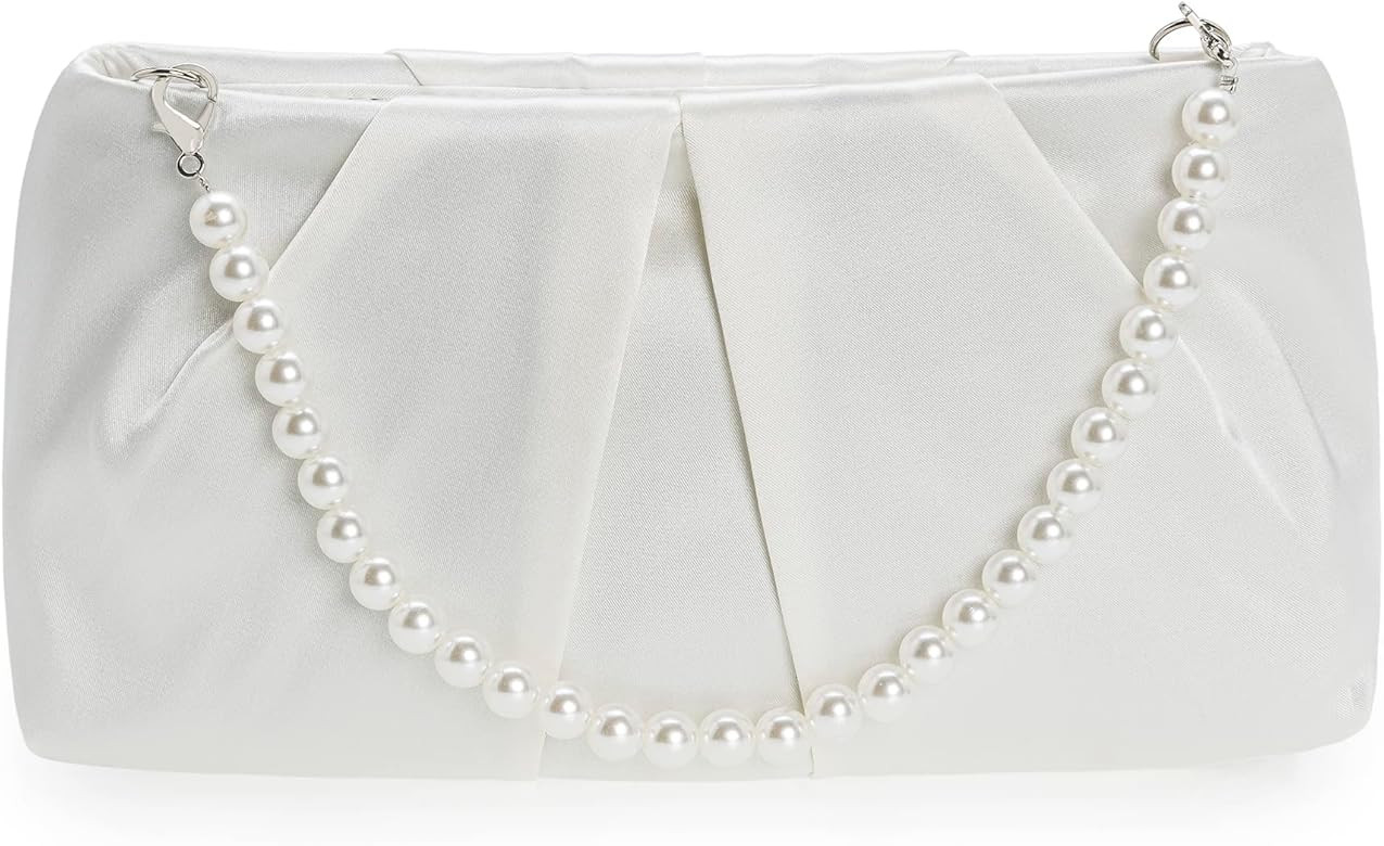 CHARMING TAILOR Evening Bag Women Wedding Party Handbag Small Dressy Formal Purse Pleated Satin C... | Amazon (US)