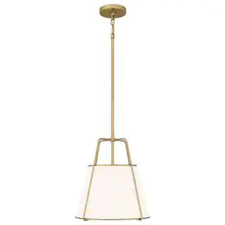 DSI Taylor 2-Light Gold Pendant with White Fabric Shade DSHD19558P - The Home Depot | The Home Depot