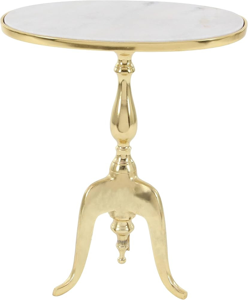 Deco 79 Marble Accent Table with Marble Top, 19" x 12" x 22", Gold | Amazon (US)