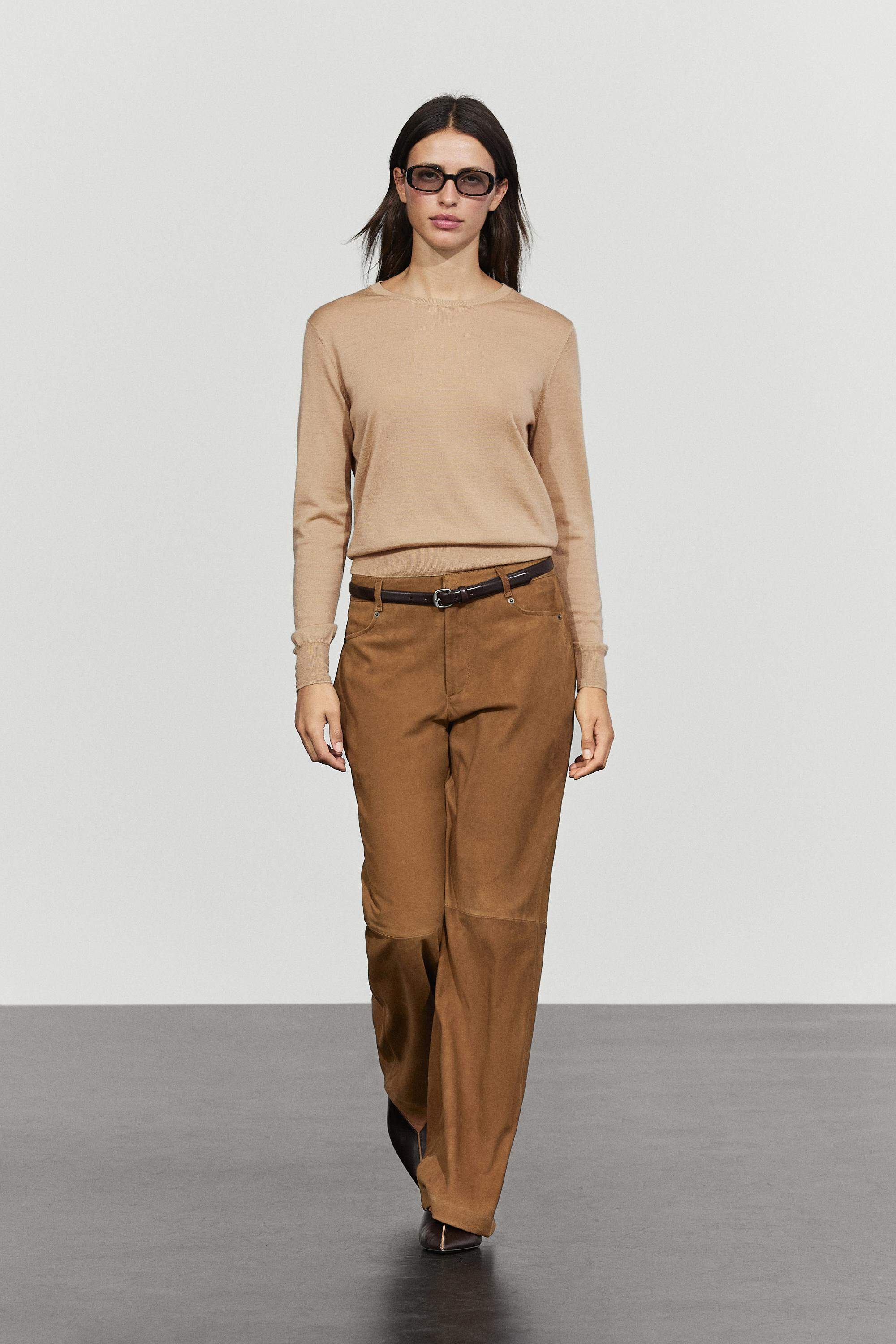 Suede leather pants | Massimo Dutti UK
