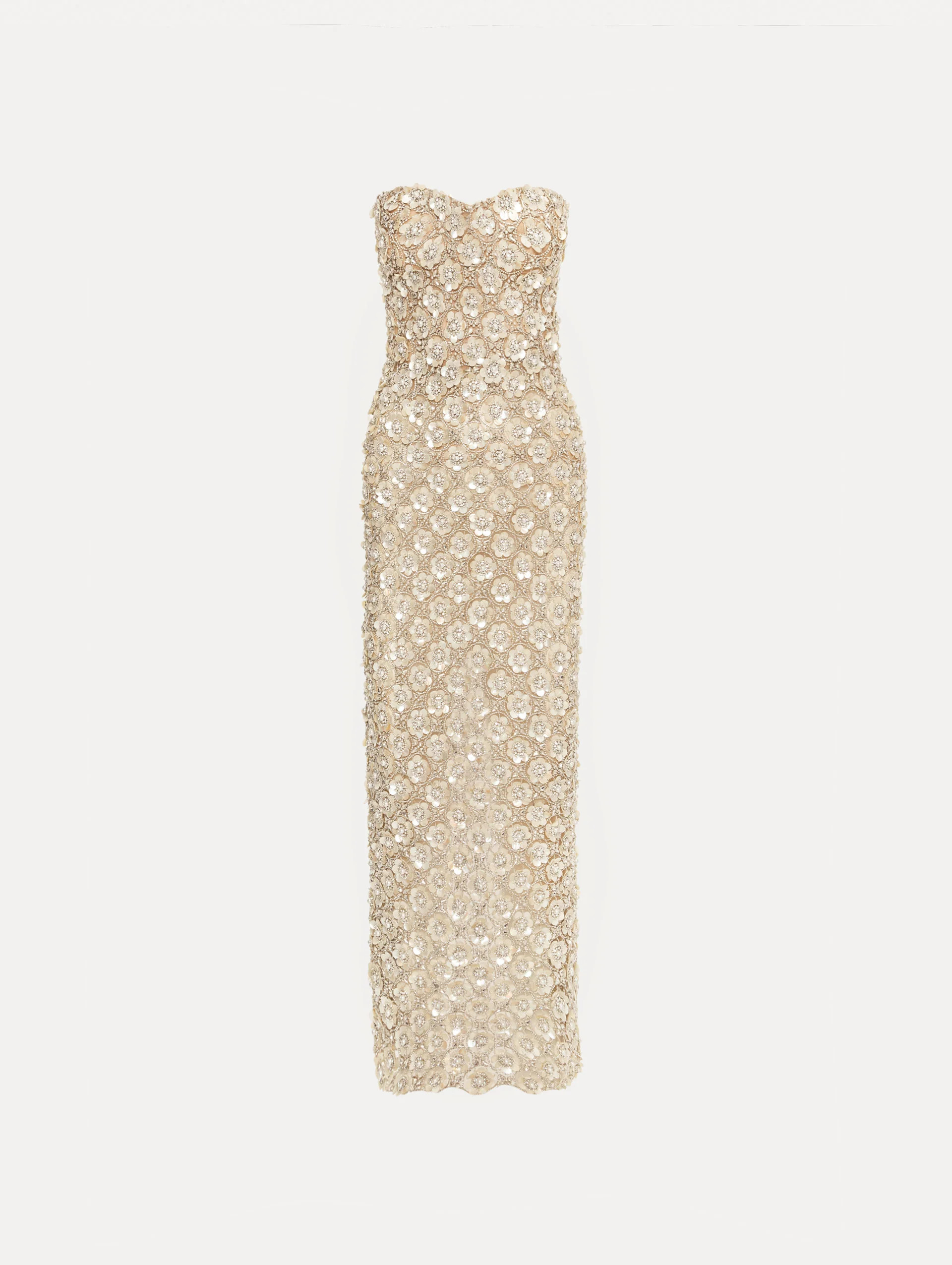 Mother of Pearl Embroidered Column Gown | Oscar de la Renta