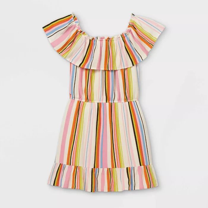 Girls' Ruffle Off the Shoulder Short Sleeve Dress - art class™ | Target