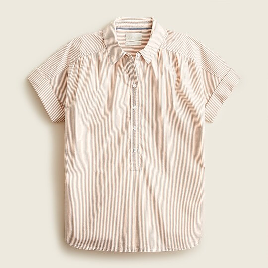 Relaxed-fit short-sleeve cotton poplin popover in stripe | J. Crew US