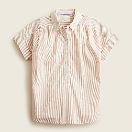 Relaxed-fit short-sleeve cotton poplin popover in stripe | J.Crew US