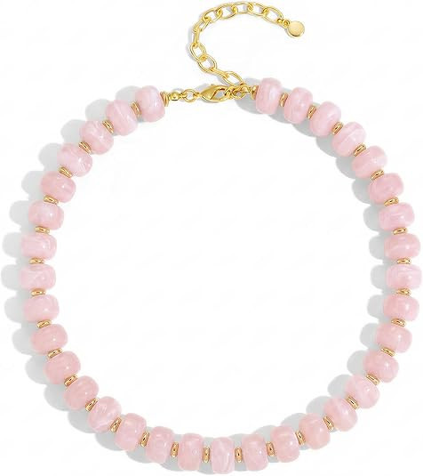 Chunky Colorful Beaded Choker Necklace for Women - Summer Beach Round Resin Beads Necklace, Trend... | Amazon (US)