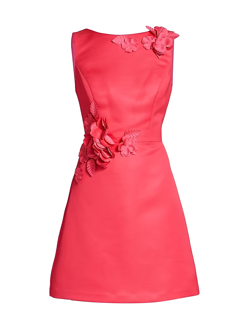 Floral Applique Satin Minidress | Saks Fifth Avenue