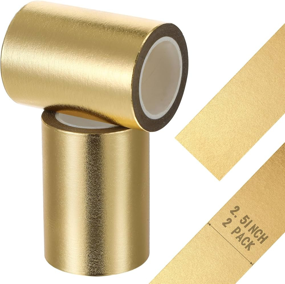 2 Rolls Gold Washi Tape 64mm x 10m Foil Self Adhesive Masking Tape DIY Craft Gift for Wrapping Sc... | Amazon (US)