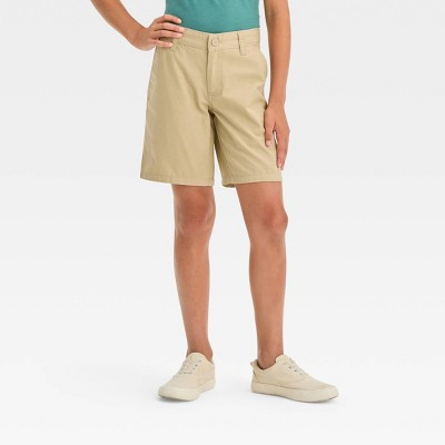 Boys' Flat Front 'At the Knee' Chino Shorts - Cat & Jack™ Beige 12: Cotton, Adjustable Waistband, Machine Washable | Target