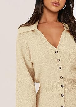 PRETTYGARDEN Womens Fall Sweater Dress Long Sleeve V Neck Button Down Knit Pullover Short Dresses | Amazon (US)
